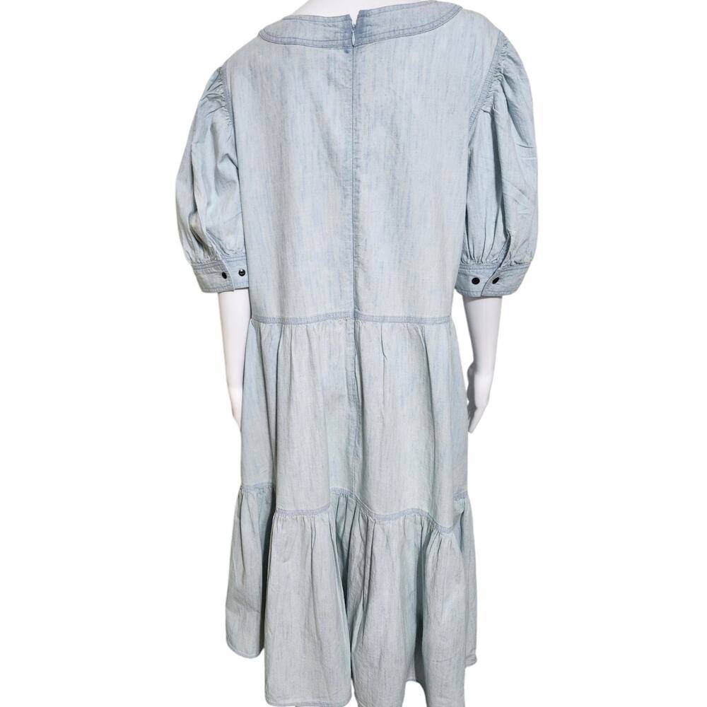 Lauren Ralph Lauren Black Label Chambray Puff-Sleeve Dress Plus Size 18W Pockets - Picture 12 of 15